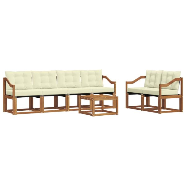 Комплект дивани за открито 7 pcs Натурален и Крема