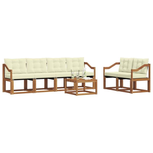 Комплект дивани за открито 7 pcs Натурален и Крема