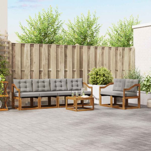 Комплект дивани за открито 7 pcs Естествено и светло сиво