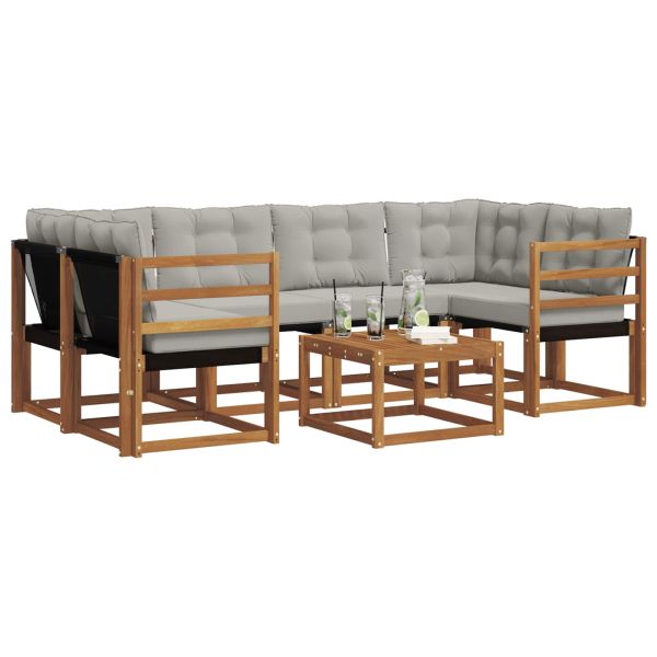 Комплект дивани за открито 7 pcs Естествено и светло сиво