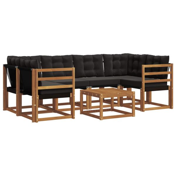 Комплект дивани за открито 7 pcs Естествено и черно