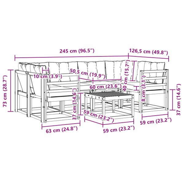Комплект дивани за открито 7 pcs Естествено и черно