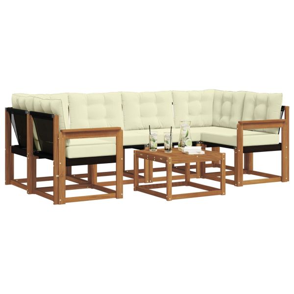Комплект дивани за открито 7 pcs Натурален и Крема