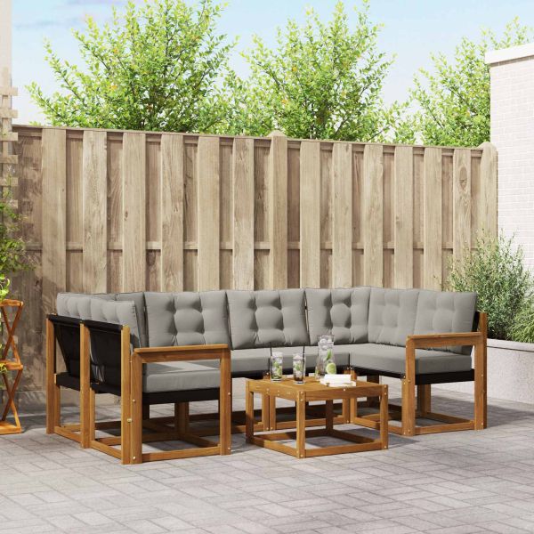 Комплект дивани за открито 7 pcs Естествено и светло сиво