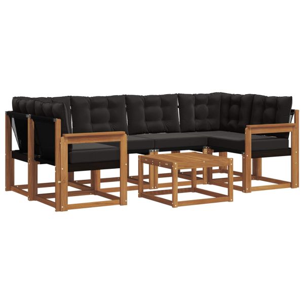 Комплект дивани за открито 7 pcs Естествено и черно