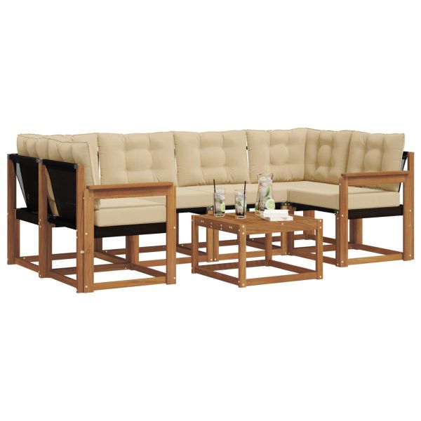 Комплект дивани за открито 7 pcs Натурален и Бежов