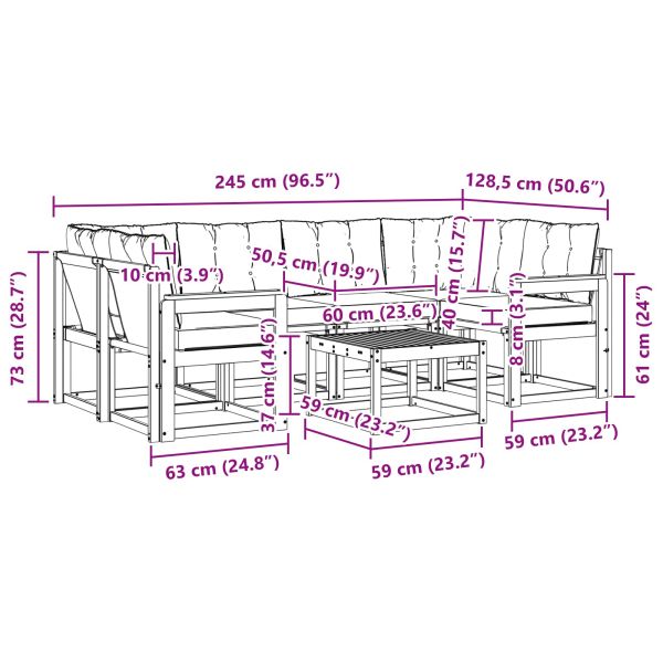 Комплект дивани за открито 7 pcs Натурален и Бежов