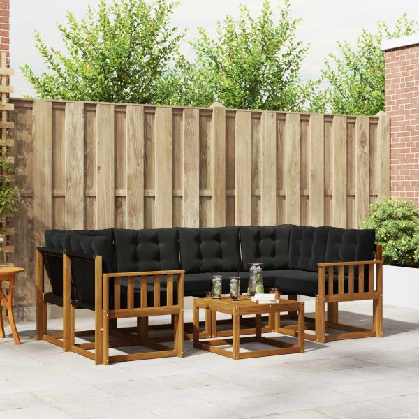 Комплект дивани за открито 7 pcs Естествено и черно