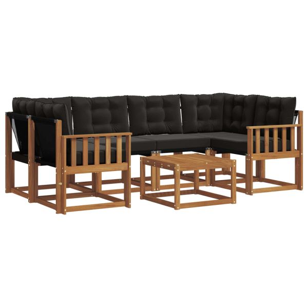 Комплект дивани за открито 7 pcs Естествено и черно