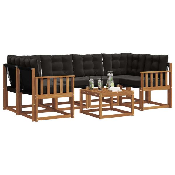 Комплект дивани за открито 7 pcs Естествено и черно