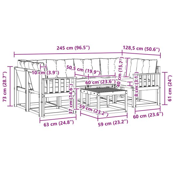 Комплект дивани за открито 7 pcs Естествено и черно