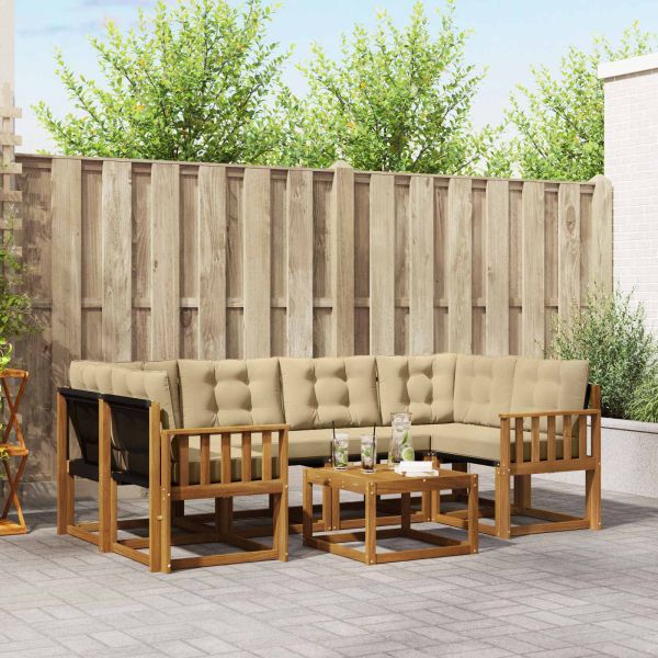 Комплект дивани за открито 7 pcs Натурален и Бежов