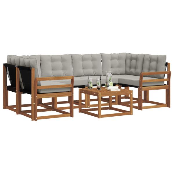 Комплект дивани за открито 7 pcs Естествено и светло сиво