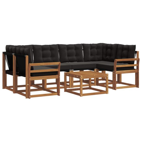 Комплект дивани за открито 7 pcs Естествено и черно
