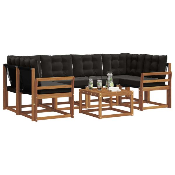Комплект дивани за открито 7 pcs Естествено и черно