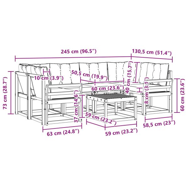 Комплект дивани за открито 7 pcs Естествено и черно
