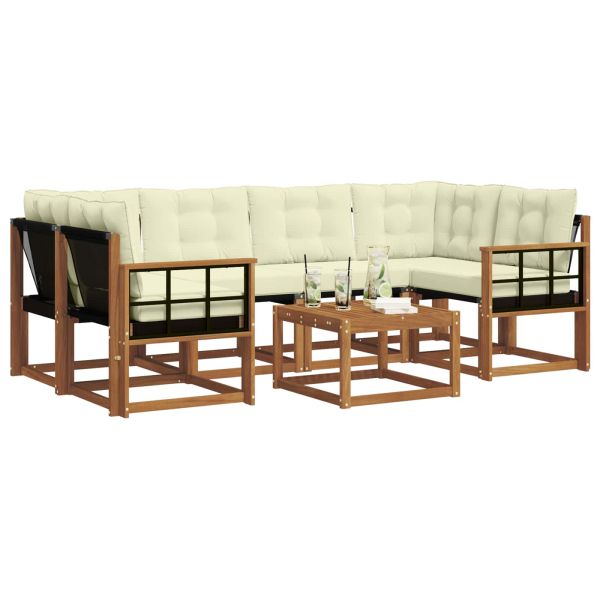 Комплект дивани за открито 7 pcs Натурален и Крема