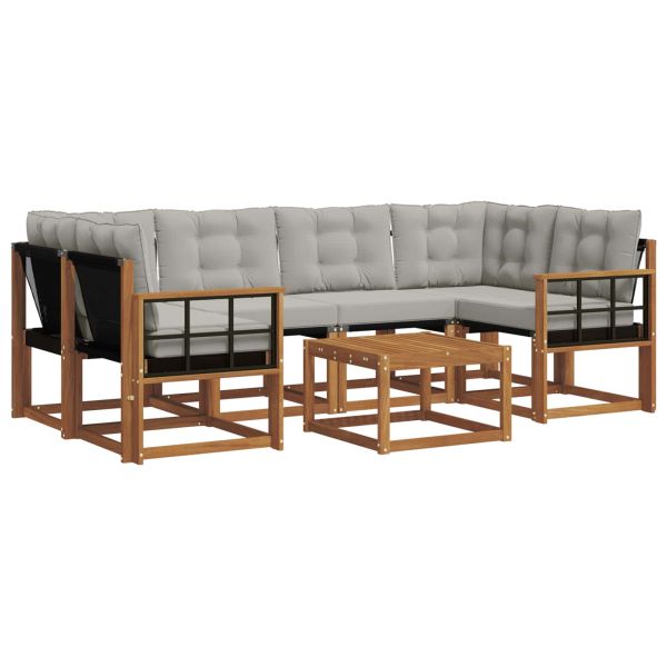 Комплект дивани за открито 7 pcs Естествено и светло сиво