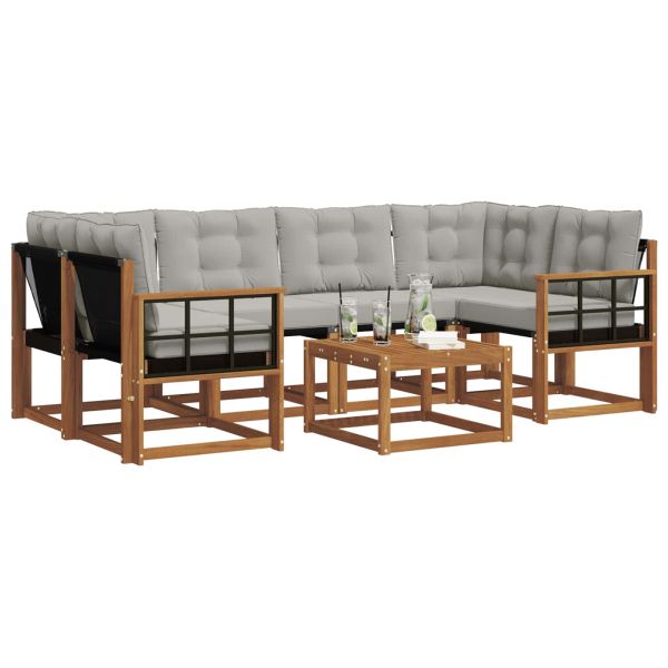 Комплект дивани за открито 7 pcs Естествено и светло сиво