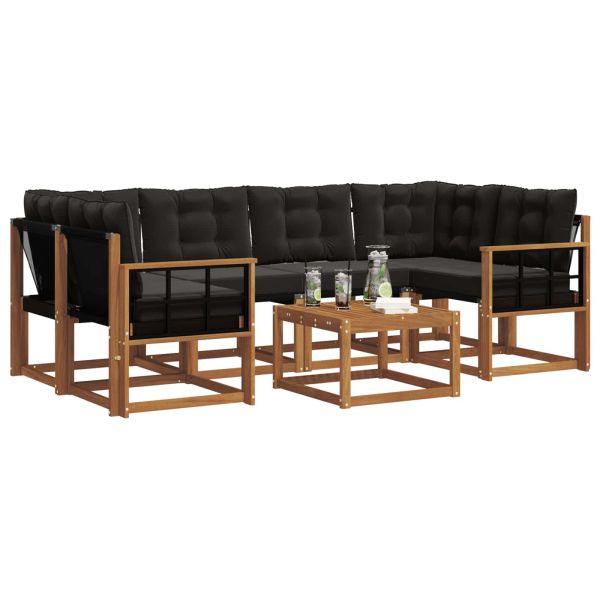 Комплект дивани за открито 7 pcs Естествено и черно