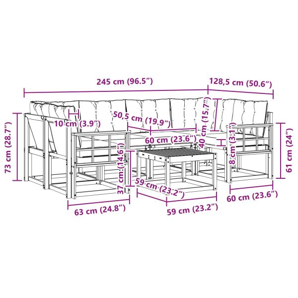 Комплект дивани за открито 7 pcs Естествено и черно