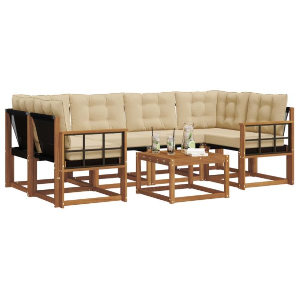 Комплект дивани за открито 7 pcs Натурален и Бежов