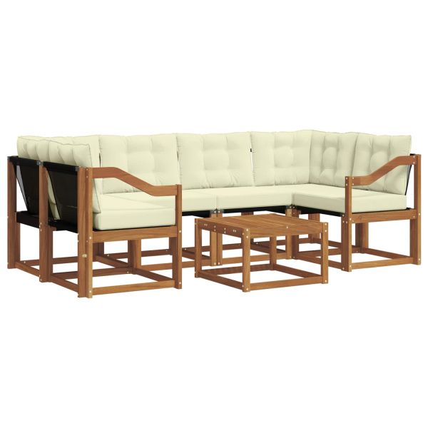 Комплект дивани за открито 7 pcs Натурален и Крема
