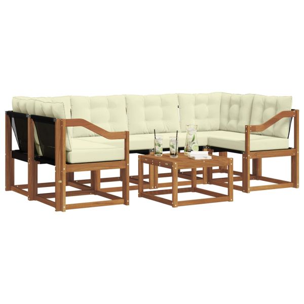 Комплект дивани за открито 7 pcs Натурален и Крема