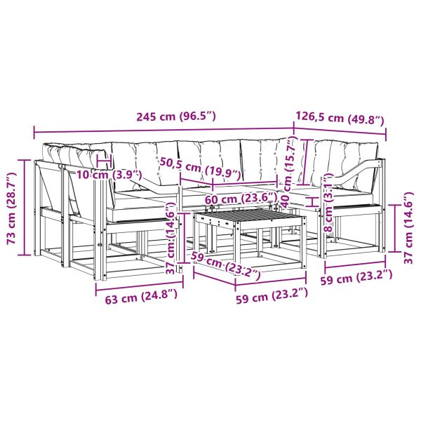 Комплект дивани за открито 7 pcs Натурален и Крема