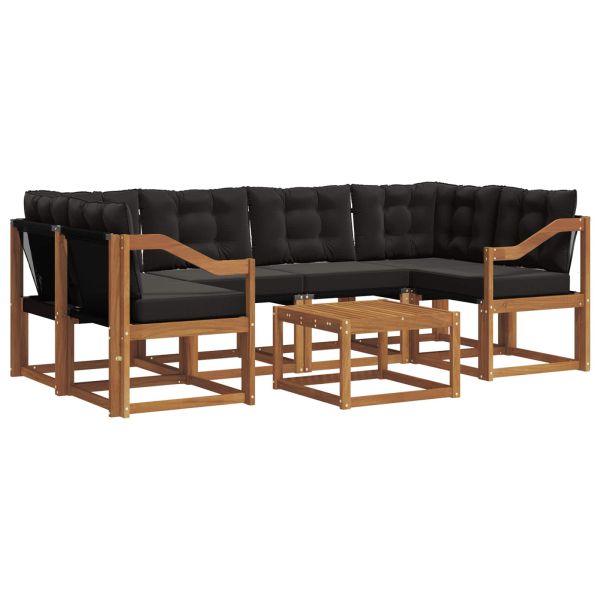 Комплект дивани за открито 7 pcs Естествено и черно