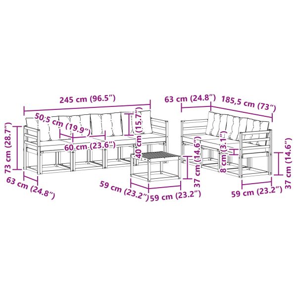Комплект дивани за открито 8 pcs Естествено и черно