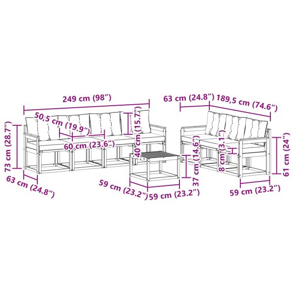 Комплект дивани за открито 8 pcs Естествено и светло сиво