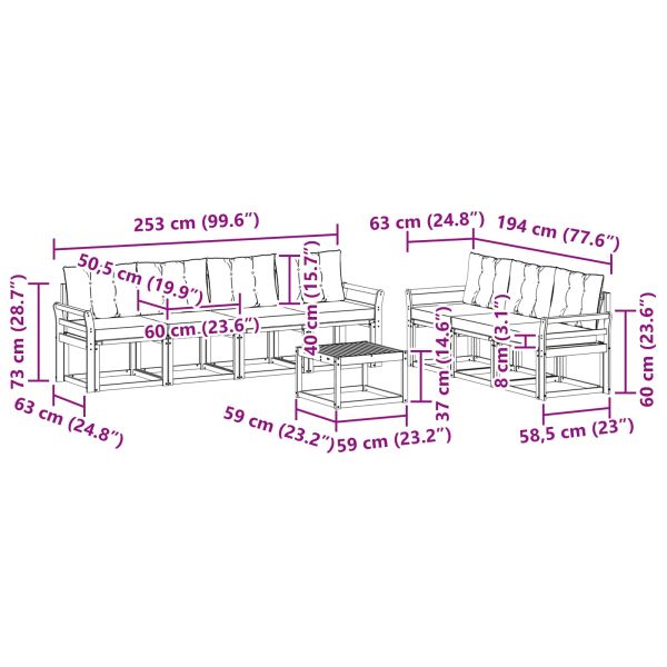 Комплект дивани за открито 8 pcs Естествено и светло сиво