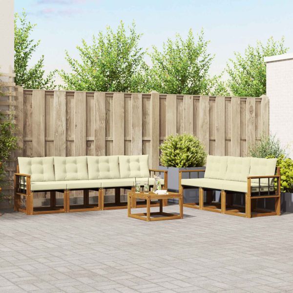 Комплект дивани за открито 8 pcs Натурален и Крема