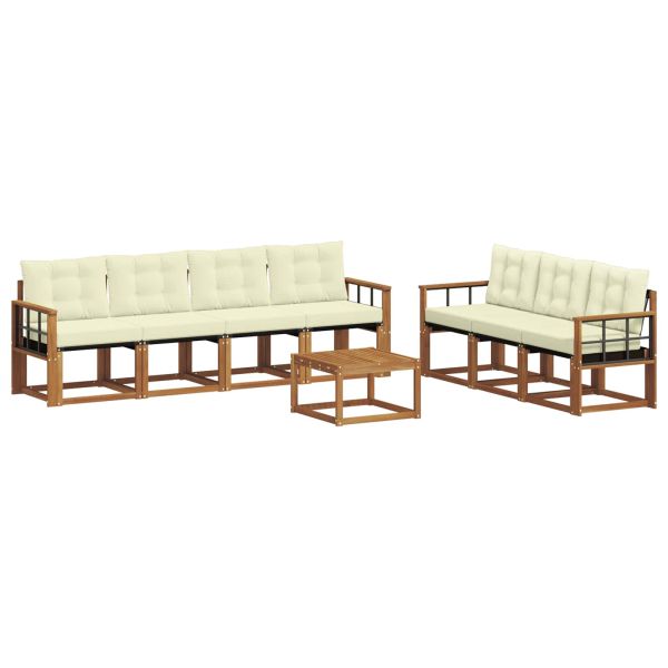 Комплект дивани за открито 8 pcs Натурален и Крема