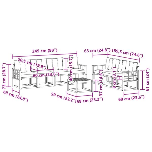 Комплект дивани за открито 8 pcs Естествено и светло сиво