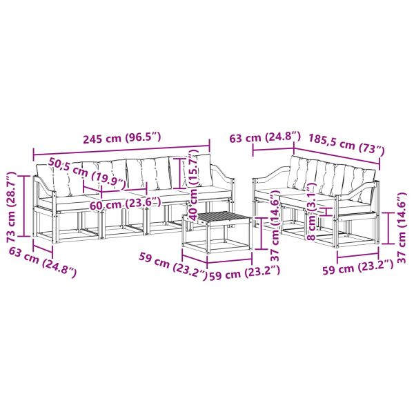 Комплект дивани за открито 8 pcs Естествено и черно