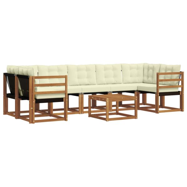 Комплект дивани за открито 8 pcs Натурален и Крема