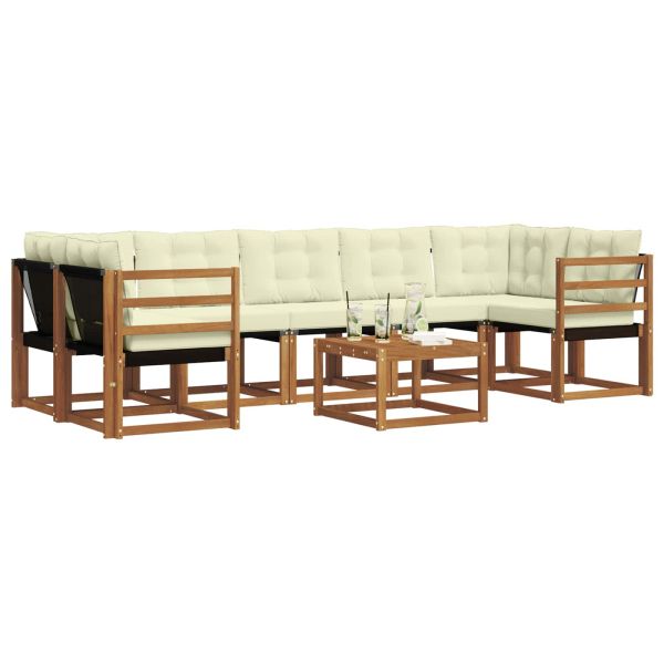 Комплект дивани за открито 8 pcs Натурален и Крема