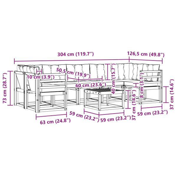 Комплект дивани за открито 8 pcs Натурален и Бежов