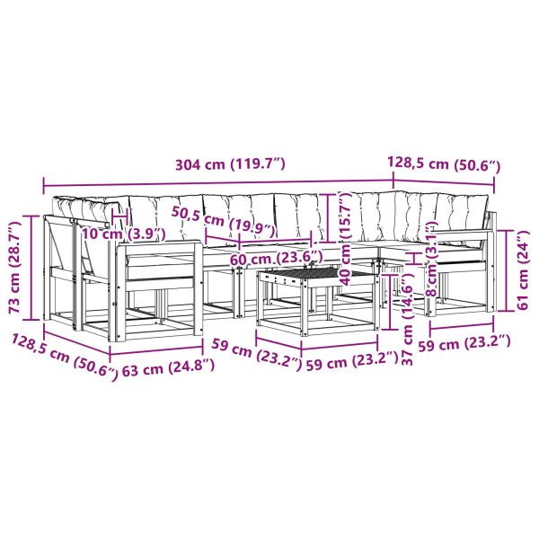 Комплект дивани за открито 8 pcs Натурален и Крема