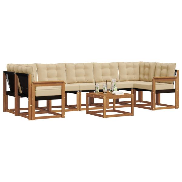 Комплект дивани за открито 8 pcs Натурален и Бежов