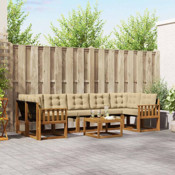 Комплект дивани за открито 8 pcs Натурален и Бежов