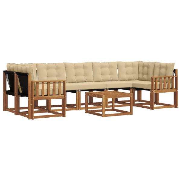 Комплект дивани за открито 8 pcs Натурален и Бежов