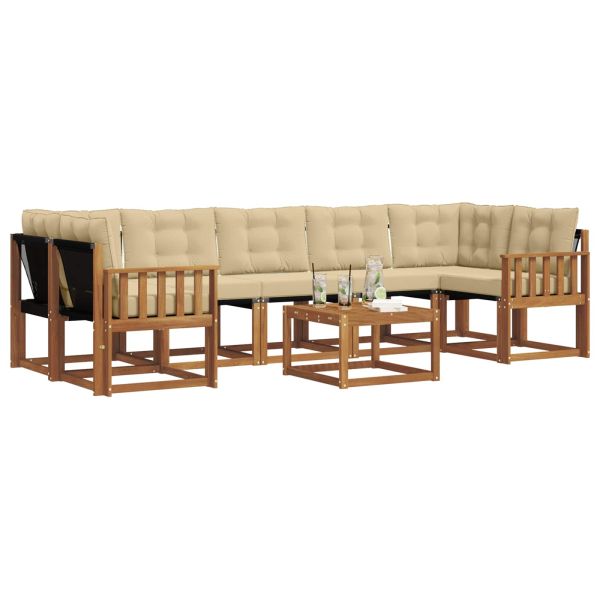 Комплект дивани за открито 8 pcs Натурален и Бежов