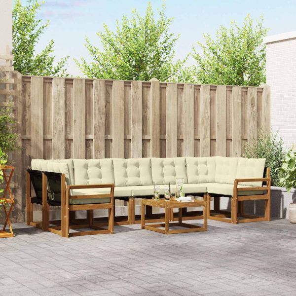 Комплект дивани за открито 8 pcs Натурален и Крема