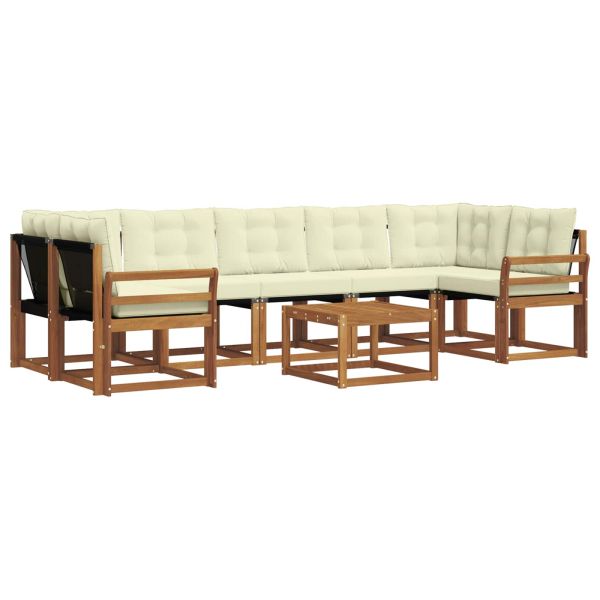 Комплект дивани за открито 8 pcs Натурален и Крема