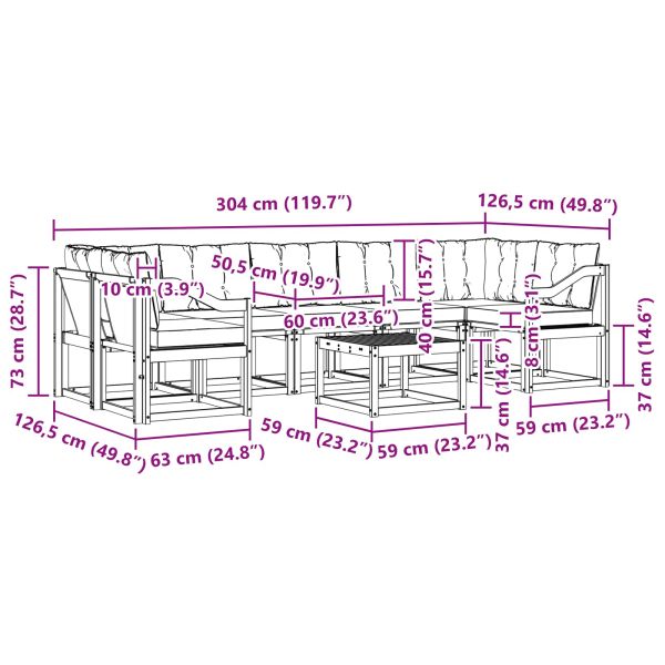 Комплект дивани за открито 8 pcs Естествено и черно