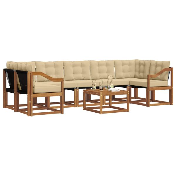 Комплект дивани за открито 8 pcs Натурален и Бежов