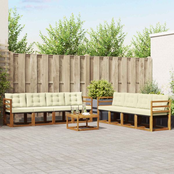 Комплект дивани за открито 9 pcs Натурален и Крема